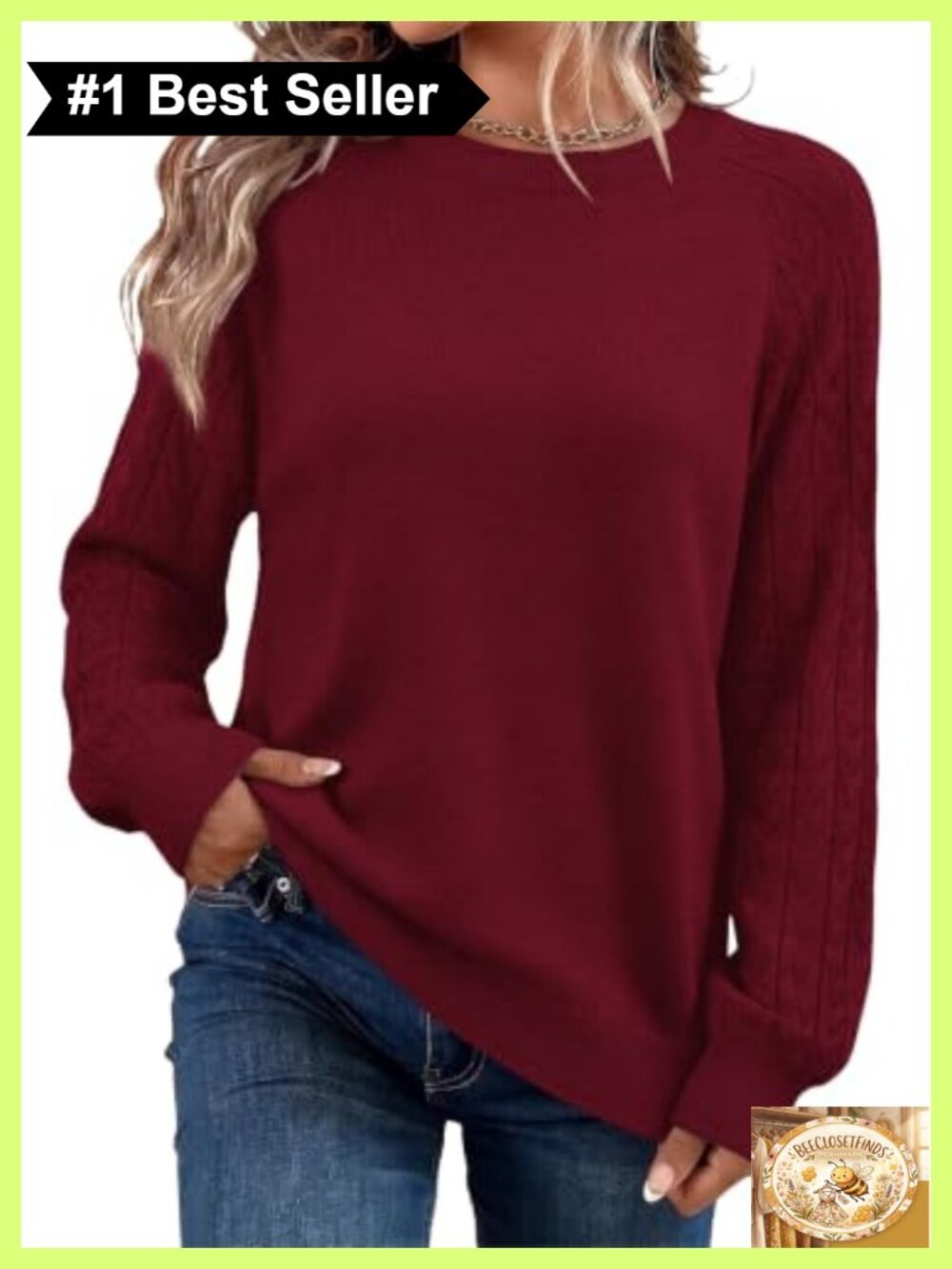 WIHOLL Women's Lightweight Knit Sweater Crew Neck Long Sleeve Pullover